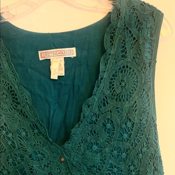 Vintage Emerald Green Lace Vest | Poshmark